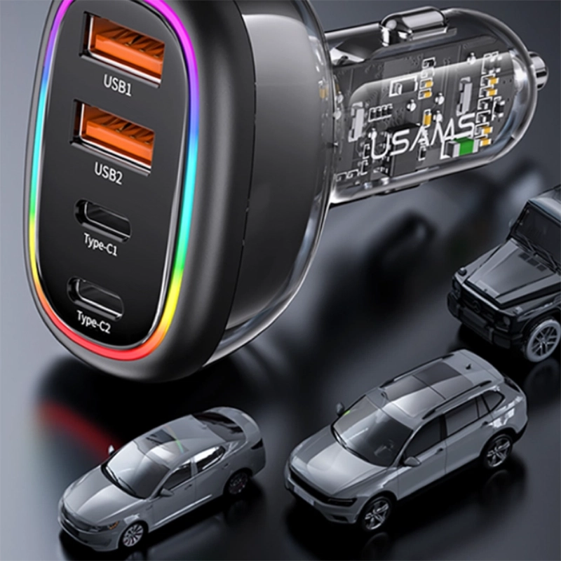 Usams Fast Car Charger With Colorful Light US-CC170